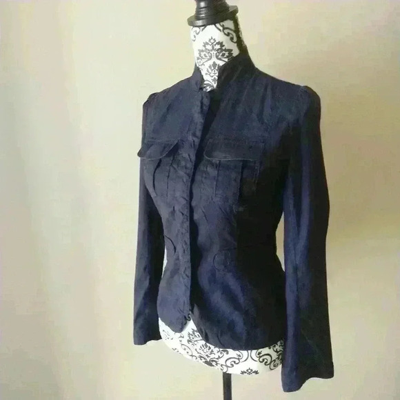 Mossimo Hook & Eye Blue High Collar Shirt, XS - Picture 6 of 8